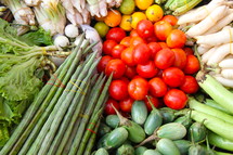 Fresh vegetables at a street-side market stall