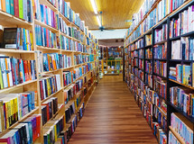 Book shelves in a book store