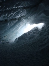 View out of a glacier cave.
