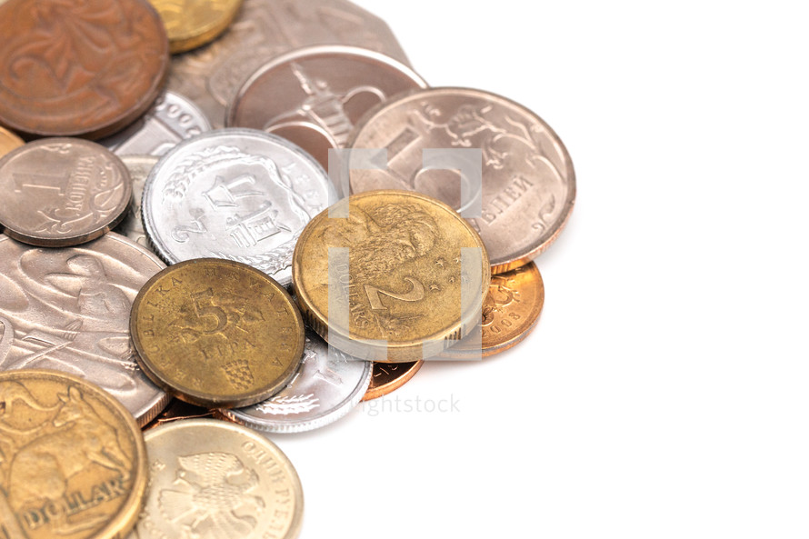 Coins on a White Background