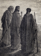Artwork depicting Jesus and disciples on the road to Emmaus.