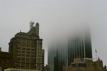 fog over skyscrapers 