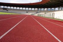 red rubber lanes on a track 