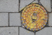 rusty metal man hole cover 
