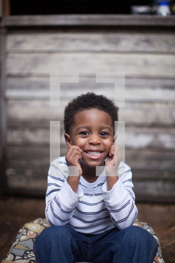 portrait of an African American toddler boy 