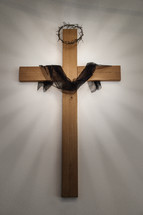 cross with shroud and crown of thorns 