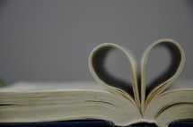 pages of a Bible folded in the shape of a heart