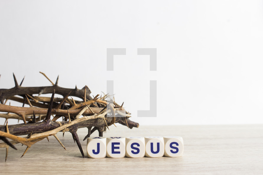 crown of thorns and word Jesus 