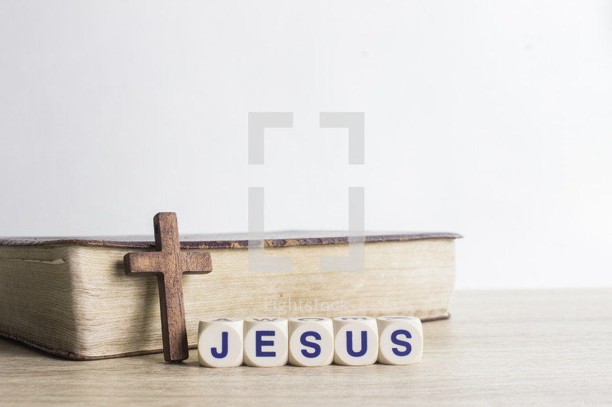 Bible, cross, and word Jesus 