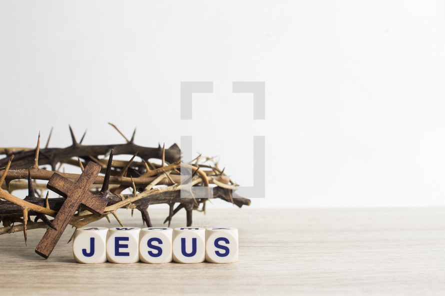 crown of thorns and word Jesus 