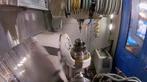 POV shot inside an advanced milling machine during machining process