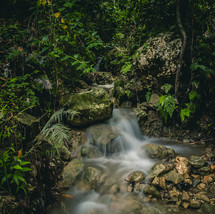 water flowing in a stream in Haiti 