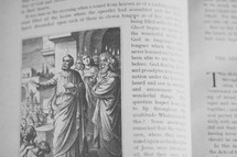 illustration of Pentecost on the pages of an old book 