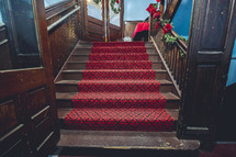 red carpet on church steps 