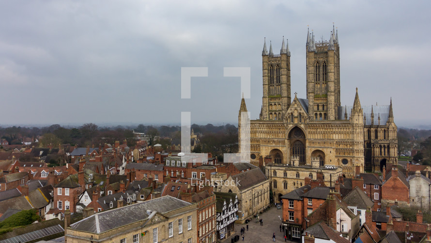 The Lincoln Cathedral is a striking landmark in Lincolnshire, England, UK