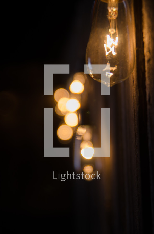 light from Edison bulbs