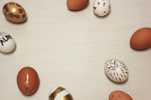 decorated Easter eggs in a border