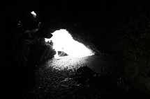 light at the front of a cave