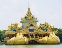 Floating Royal Barge Karaweik on Kandawgyi Lake, Yangon 