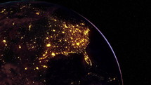 North America at night. Extremely detailed image, including elements furnished by NASA. 3d animation with some light sources, reflections and post-processing. Earth maps courtesy of NASA