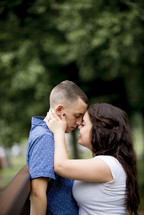 young couple kissing 