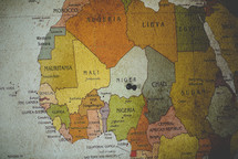 pin in Niger on a map 