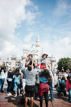 A family visiting Disney World 