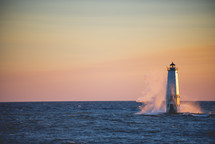 lighthouse and waves 