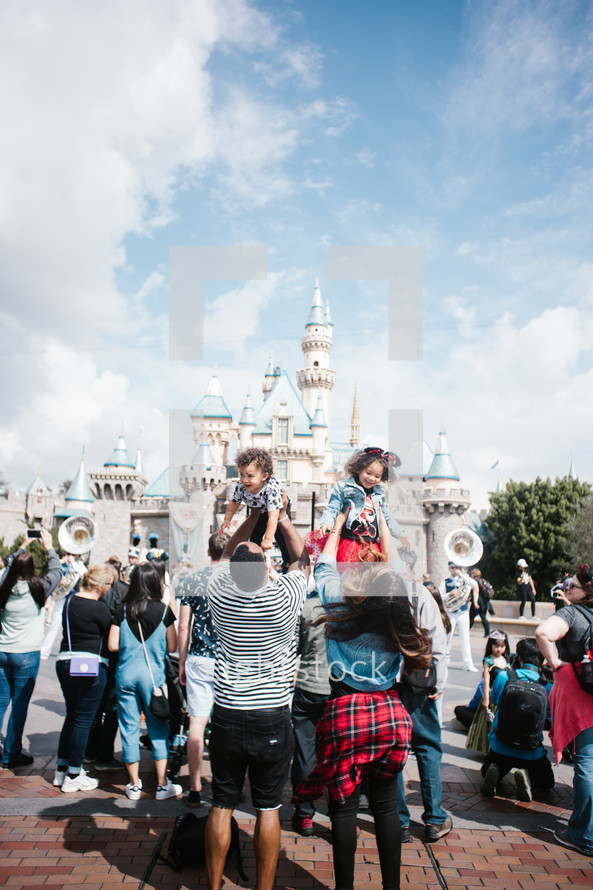 A family visiting Disney World 