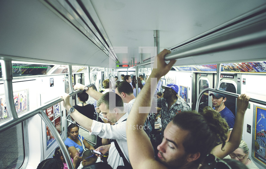 Crowded subway train