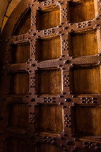 Ancient door hammered steel wood castle armor rivet ironsmith 