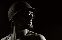 man in helmet and glasses 
