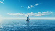 Sailboat in the blue ocean water. 