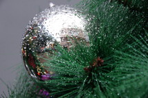 Silver ball on a Christmas tree