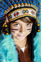 girl in native american head dress