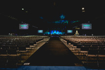 empty rows before a worship service 