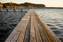 wood dock with boat slips 