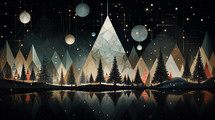 Geometric modern Christmas trees background.