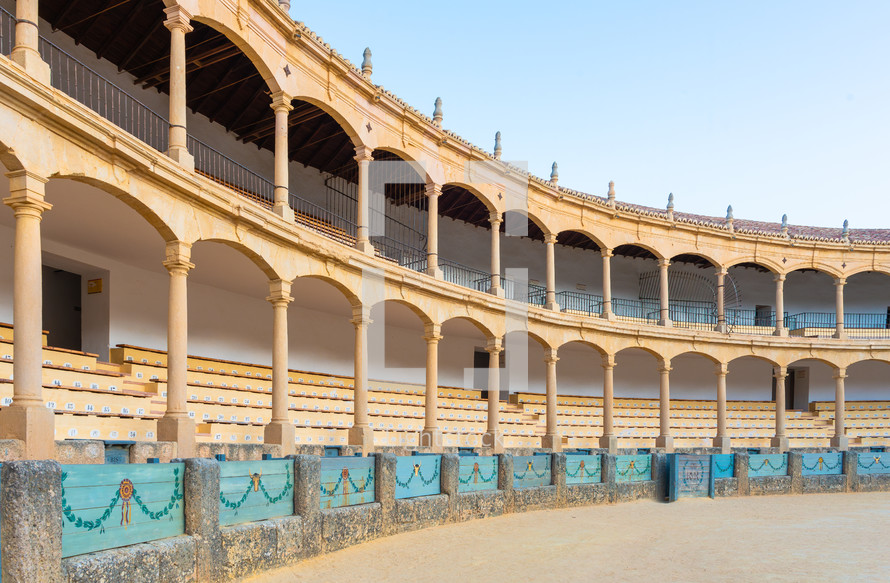 Ronda, Spain, monday. september 2 2024. interior of Bullring arena in Ronda. Malaga province, Andalusia, Spain