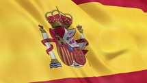 Flag of Spain waving 3d animation. The emblem of Spain flag. Seamless looping Spanish flag animation 