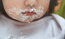 Baby with dirty mouth after eating