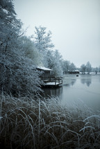 frozen lake shore 