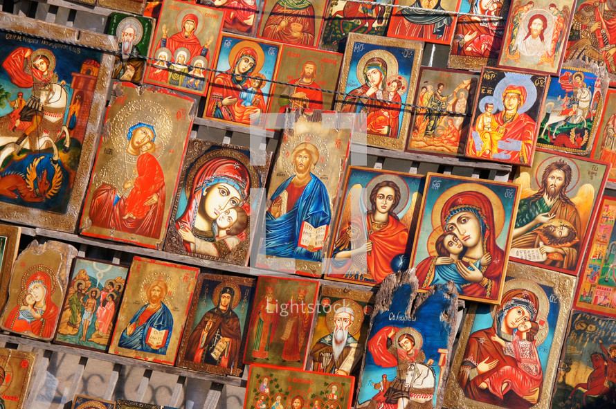 Bulgarian Orthodox Church. Religious Icons. Mary, Jesus & various Saints and disciples