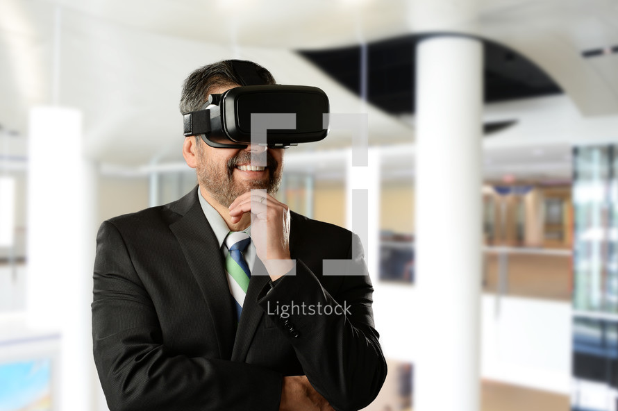 businessman with VR glasses 