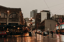wet downtown streets 