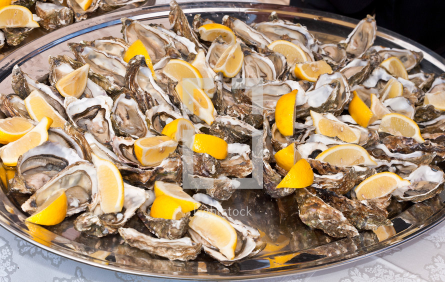marine oysters with lemons