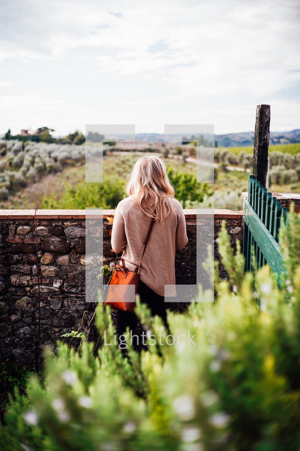 woman in a vineyard in Italy 
