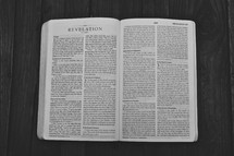 Open Bible in book of Revelation