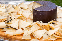 Buffet with pecorino cheese at wedding reception