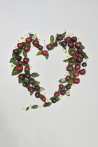 Summer Heart Frame With Ripe Red Cherries